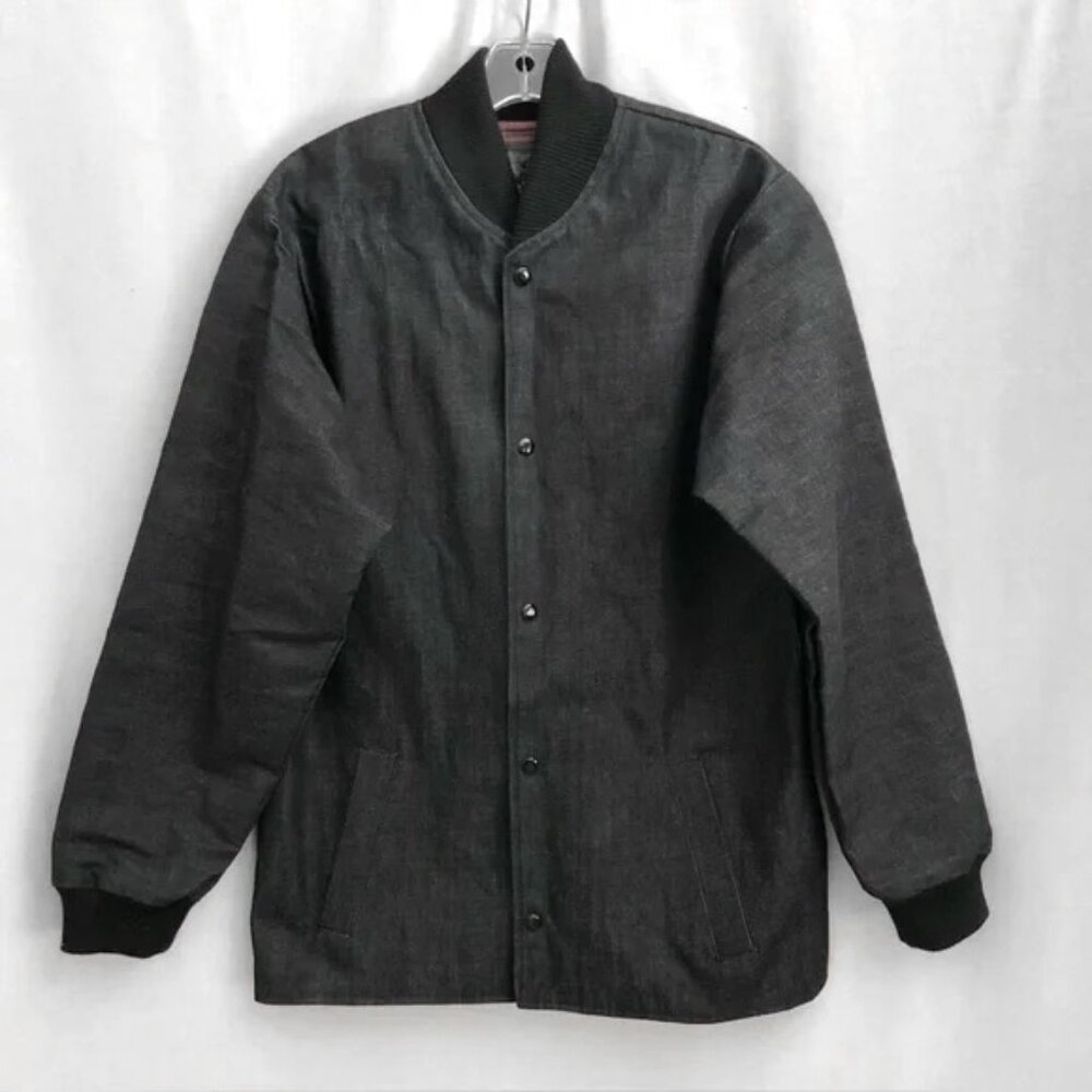 Johnny Suede Black Denim Jacket Yard Coat Men's Small USA Made